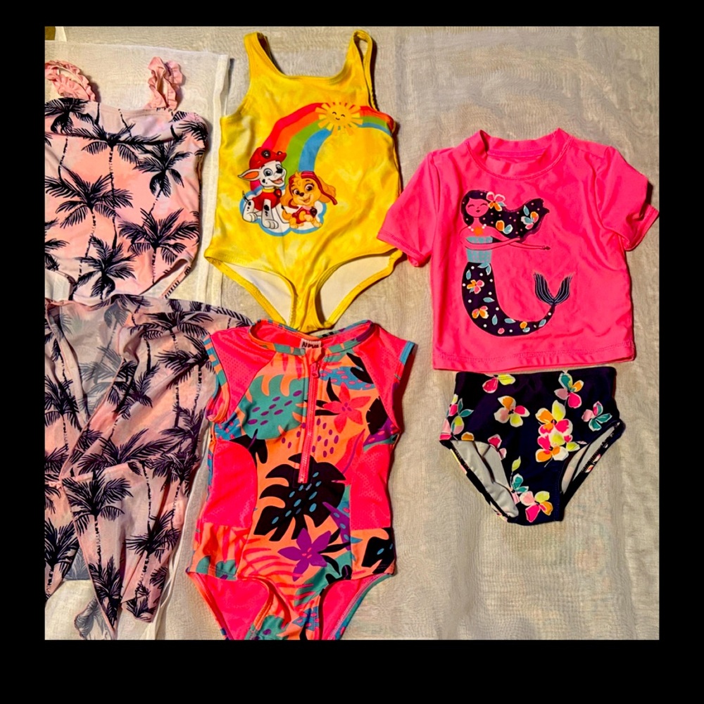 Cat & Jack Pink and Yellow Kids Swim Bikinis